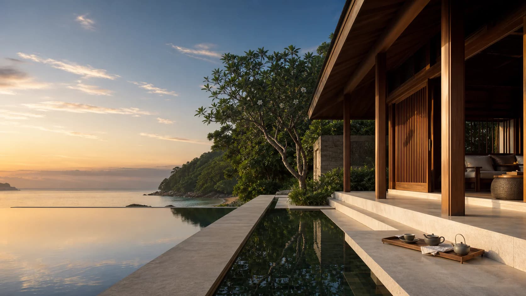 A tranquil private-pool pavilion representing a seamless Aman journey through Thailand