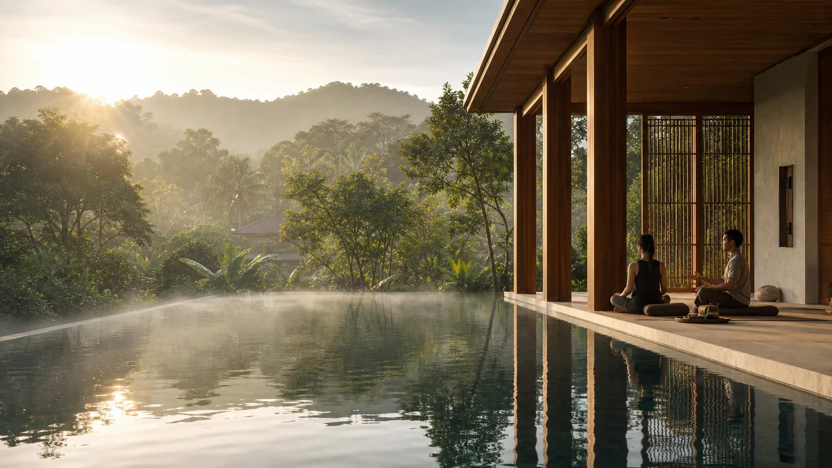A serene private wellness consultation in a tropical Thailand retreat