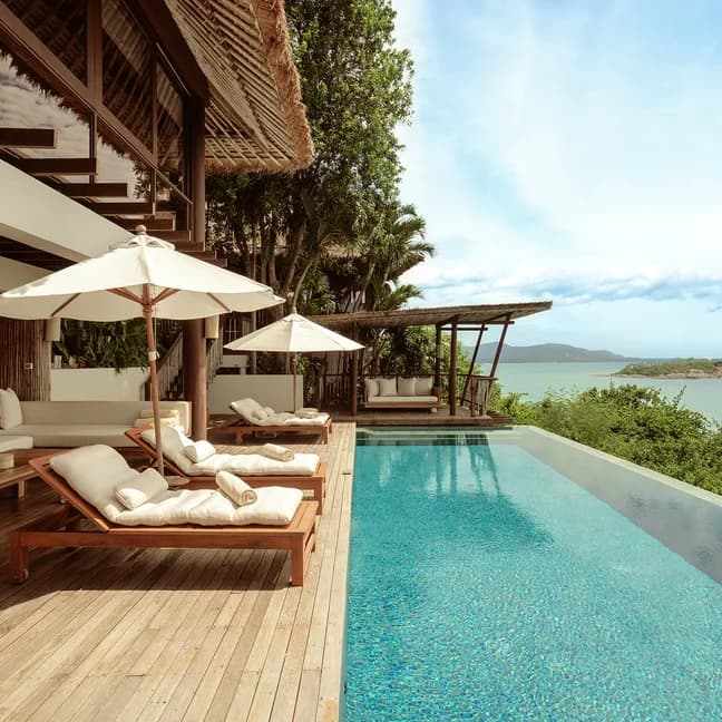 Private pool and ocean view at Six Senses Samui